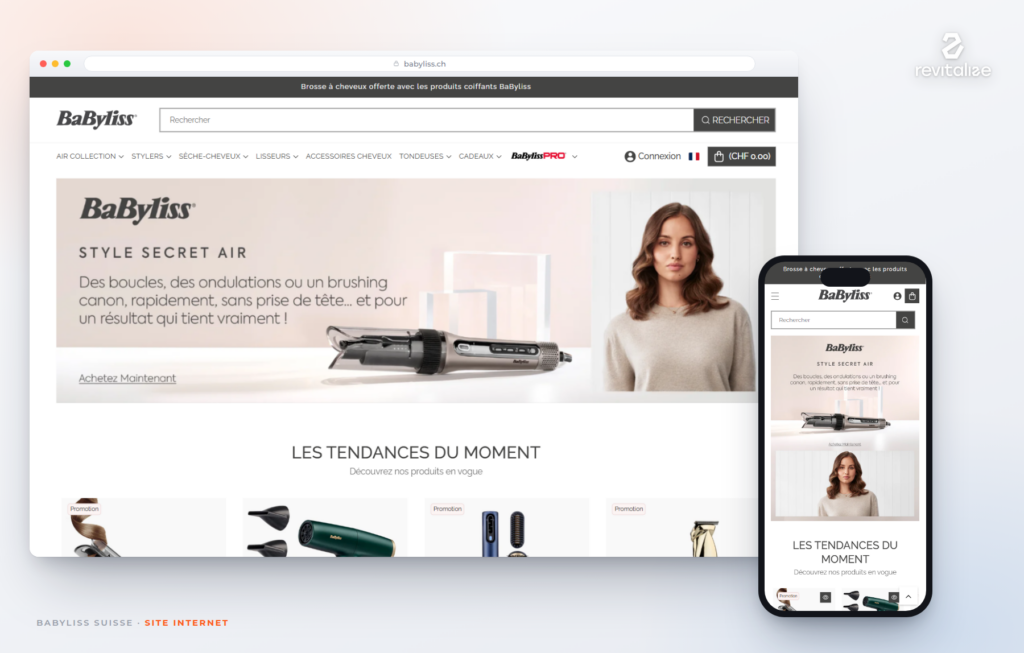 Site internet BaByliss réalisé par Revitalize