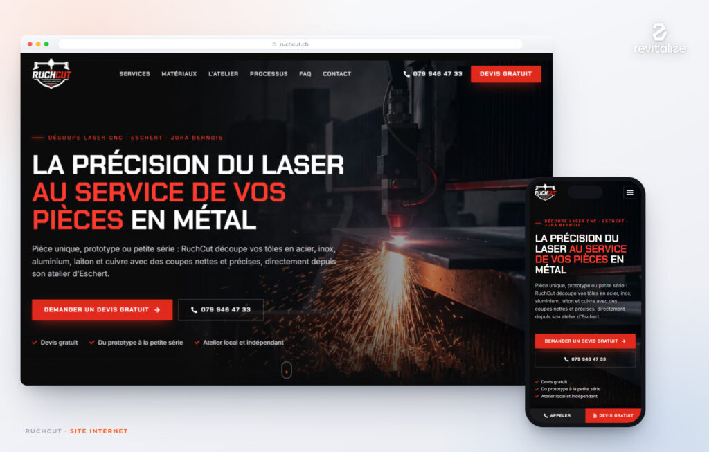 Site internet RuchCut réalisé par Revitalize